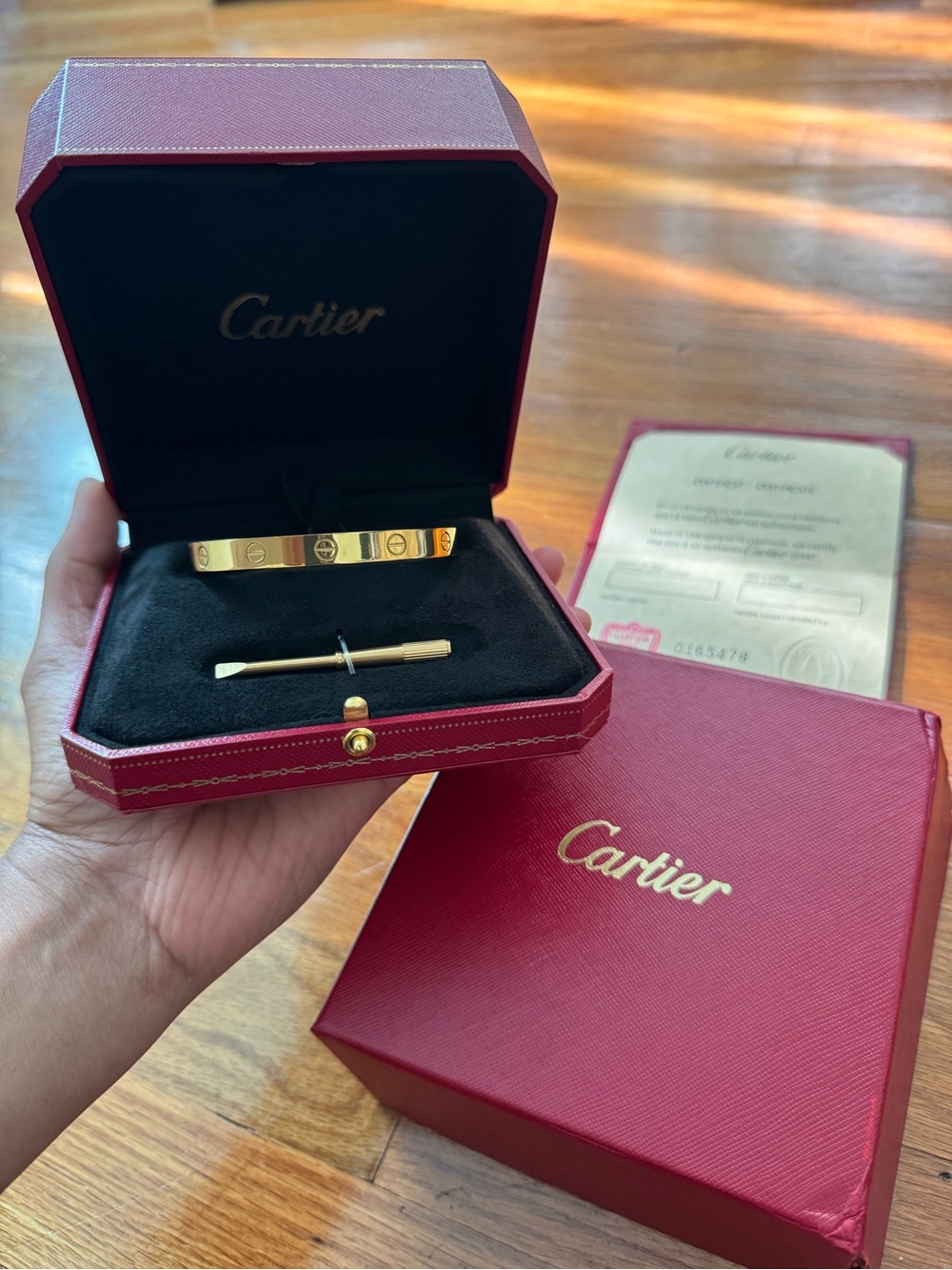 Gold Love Bracelet with Red Presentation Box